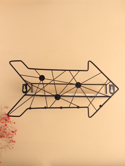 Вешалка настенная с полкой "Стрелка", с подсветкой, 5 крючков, черная