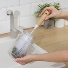 Ёрш для посуды Доляна Meli, 34×6 см, с поролоном, бамбуковая ручка, замшевая петелька 7437813 - фото 16325232