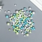 Декор для творчества пластик "Шарики. Зелёно-голубые. Ассорти" d=3-8 мм, набор 10 гр - фото 318782241