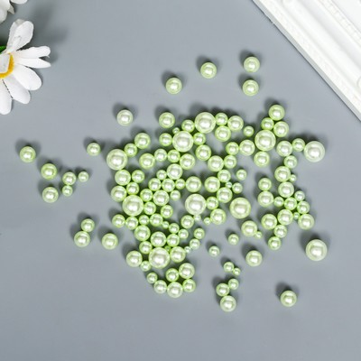 Декор для творчества пластик "Шарики. Светлая зелень" d=1,5-8 мм, набор 10 гр