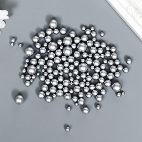 Декор для творчества пластик "Шарики. Матовое серебро" d=3-8 мм, набор 10 гр