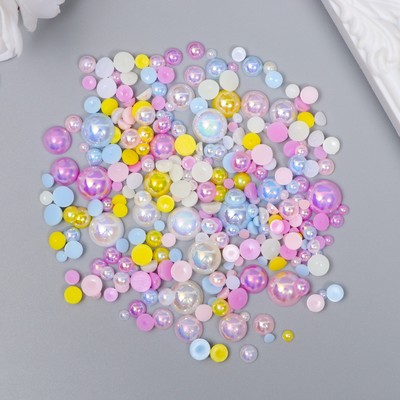 Декор для творчества пластик «Половинки бусин. Макарун перламутр», d=3-10 мм, набор 10 г