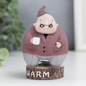 Фигурка на пружинке «Дедуля в колпаке, с кружкой», полистоун, 8.5×5.5×6 см 7486174