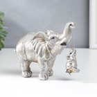 Фигурка полистоун «Слон качает слонёнка на качелях», под серебро, 14.5×8×18 см - Фото 2