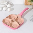 Сковорода-оладница «Звери», 18×18 см, пластиковая ручка, антипригарное покрытие, цвет розовый - Фото 1