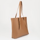 Сумка-шопер женская на молнии, цвет светло-коричневый - фото 25463083