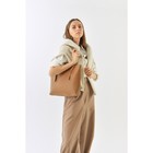 Сумка-шопер женская на молнии, цвет светло-коричневый - фото 25463085