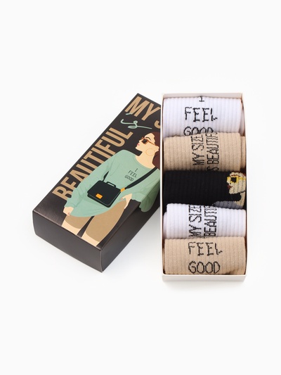 Носки женские KAFTAN My size, набор 5 пар, размер 36-39 (23-25 см)