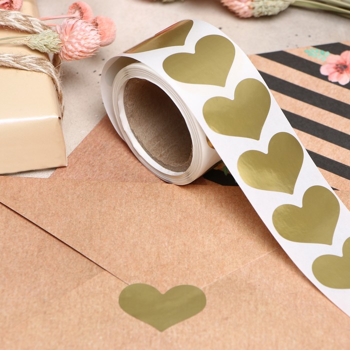 Наклейка с тиснением, золотая, 3.5×2.5 см - Фото 1