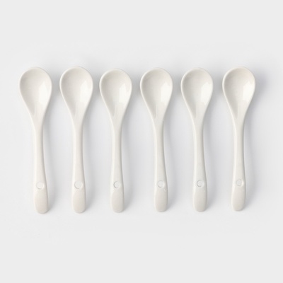 Набор ложек Доляна «Эстет», 6 предметов, 11×2.6×1 см, фарфор, белый