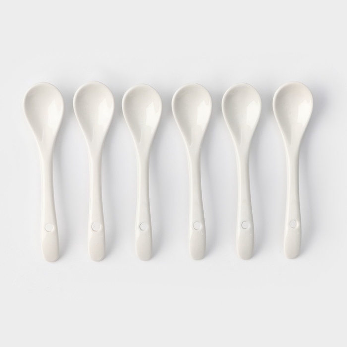 Набор ложек Доляна «Эстет», 6 предметов, 11×2.6×1 см, фарфор, белый - Фото 1