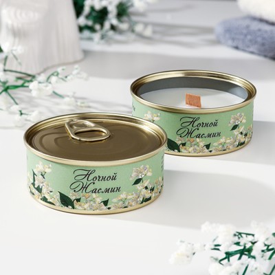 Натуральная свеча в жестяной банке из соевого воска "Ночной жасмин", 7,5х3 см