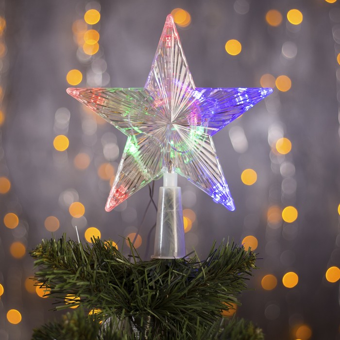 УЦЕНКА Фигура "Звезда прозрачная ёлочная" 15Х15 см, пластик, 10 LED, 2 м провод, RG/RB, 240 В - Фото 1