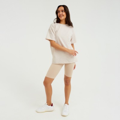 Футболка женская MINAKU OVERSIZE FIT: бежевая, меланж, размер 44