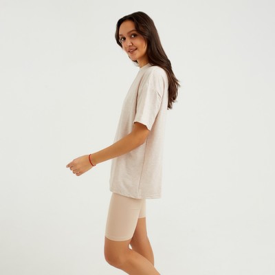 Футболка женская MINAKU OVERSIZE FIT: бежевая, меланж, размер 44