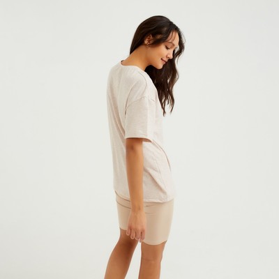 Футболка женская MINAKU OVERSIZE FIT: бежевая, меланж, размер 44