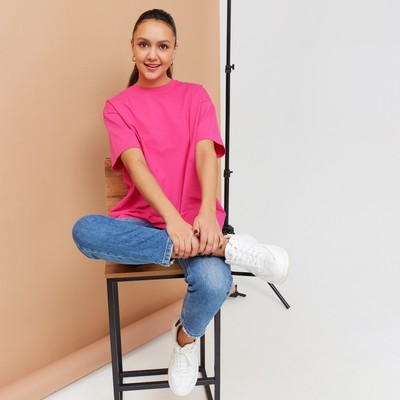 Футболка женская MINAKU OVERSIZE FIT, фуксия, размер 46