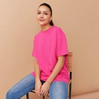 Футболка женская MINAKU OVERSIZE FIT: цвет фуксия, р-р 46 - Фото 4