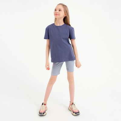 Футболка для девочки MINAKU: Basic line, тёмно-синяя, рост 116 см