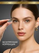 Пинцет для бровей профессиональный, прямой, узкий, 9 см - Фото 3