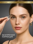 Пинцет для бровей профессиональный, скошенный, узкий, 9 см - Фото 3