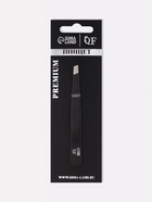 Пинцет для бровей профессиональный, скошенный, широкий, 9.6 см, чёрный - Фото 6