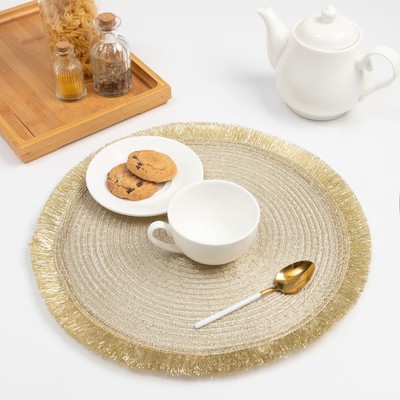 Набор салфеток «Доляна. Блеск», золото, d=38 см, 2 шт.