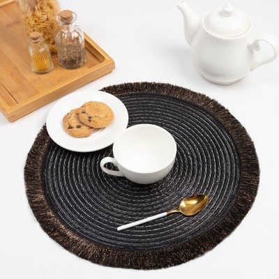 Набор салфеток «Доляна. Блеск», чёрный, d=38 см, 2 шт.