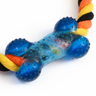 Игрушка тренировочная канатная «Круг с косточкой», до 100 г, микс цветов