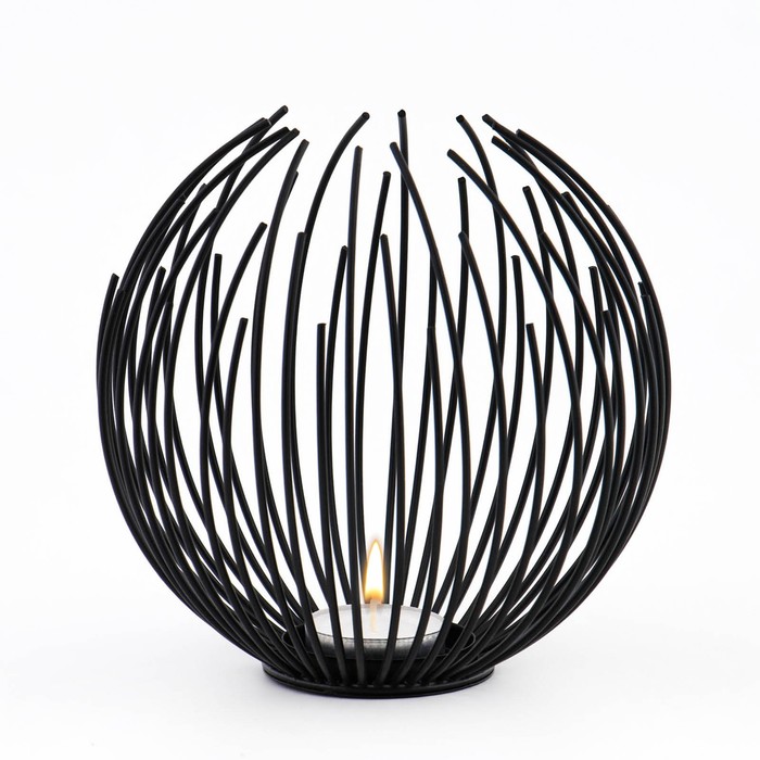 Подсвечник металлический на 1 свечу TAKE IT EASY «Шар», чёрный, 15.5×15 см - Фото 1