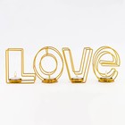 Подсвечник металлический настольный "Love", 13.5 х 42 см, золото - Фото 3
