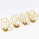 Подсвечник металлический настольный "Love", 13.5 х 42 см, золото - Фото 5