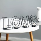 Подсвечник металлический настольный "Love", 13.5 х 42 см, чёрный - Фото 1