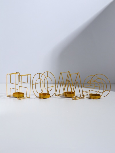 Подсвечник металлический на 4 свечи TAKE IT EASY, Home, 13.5×42 см, золото