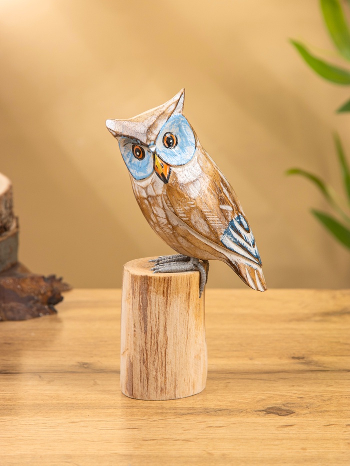 Сувенир «Сова на пеньке», 18 см, дерево