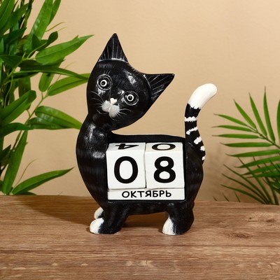 Вечный календарь «Киска», 15×22×6 см, дерево