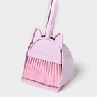 Щётка для пола с совком Доляна «Китти»: щётка 14×50 см, совок 16×13×38 см, цвет розовый - фото 9581795