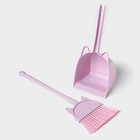 Щётка для пола с совком Доляна «Китти»: щётка 14×50 см, совок 16×13×38 см, цвет розовый - Фото 3