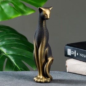 Фигура 'Кошка Багира голова вправо' черная/золото 5х5х20см