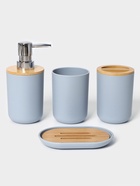 Аксессуары для ванной SAVANNA «Вуди», 6 предметов, мыльница, дозатор, 2 стакана, ёршик, ведро, голубые - Фото 3