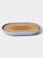 Аксессуары для ванной SAVANNA «Вуди», 6 предметов, мыльница, дозатор, 2 стакана, ёршик, ведро, голубые - Фото 7