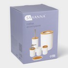 Аксессуары для ванной SAVANNA «Вуди», 6 предметов, мыльница, дозатор, 2 стакана, ёршик, ведро, белые - Фото 13