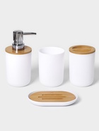 Аксессуары для ванной SAVANNA «Вуди», 6 предметов, мыльница, дозатор, 2 стакана, ёршик, ведро, белые - Фото 3
