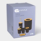 Аксессуары для ванной комнаты SAVANNA «Вуди», 6 предметов, мыльница, дозатор, 2 стакана, ёршик, ведро, чёрные - Фото 7