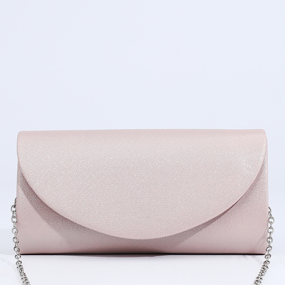 Сумка-клатч на магните, длинная цепь, цвет пудровый