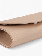 Сумка-клатч вечерняя на магните, на серебристой цепочке, бежевая - Фото 6