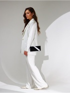 Сумка-клатч вечерняя на магните, на длинной цепочке, с серебристой вставкой, чёрная - фото 119617962