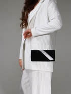 Сумка-клатч вечерняя на магните, на длинной цепочке, с серебристой вставкой, чёрная - фото 119617964