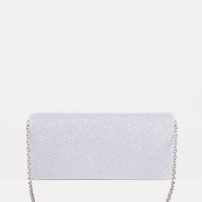 Клатч, отдел на клапане, цепочка, цвет серый - Фото 1