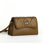 Сумка-мессенджер на клапане David Jones, наружный карман, регулируемый ремень, цвет оливковый - фото 24117218